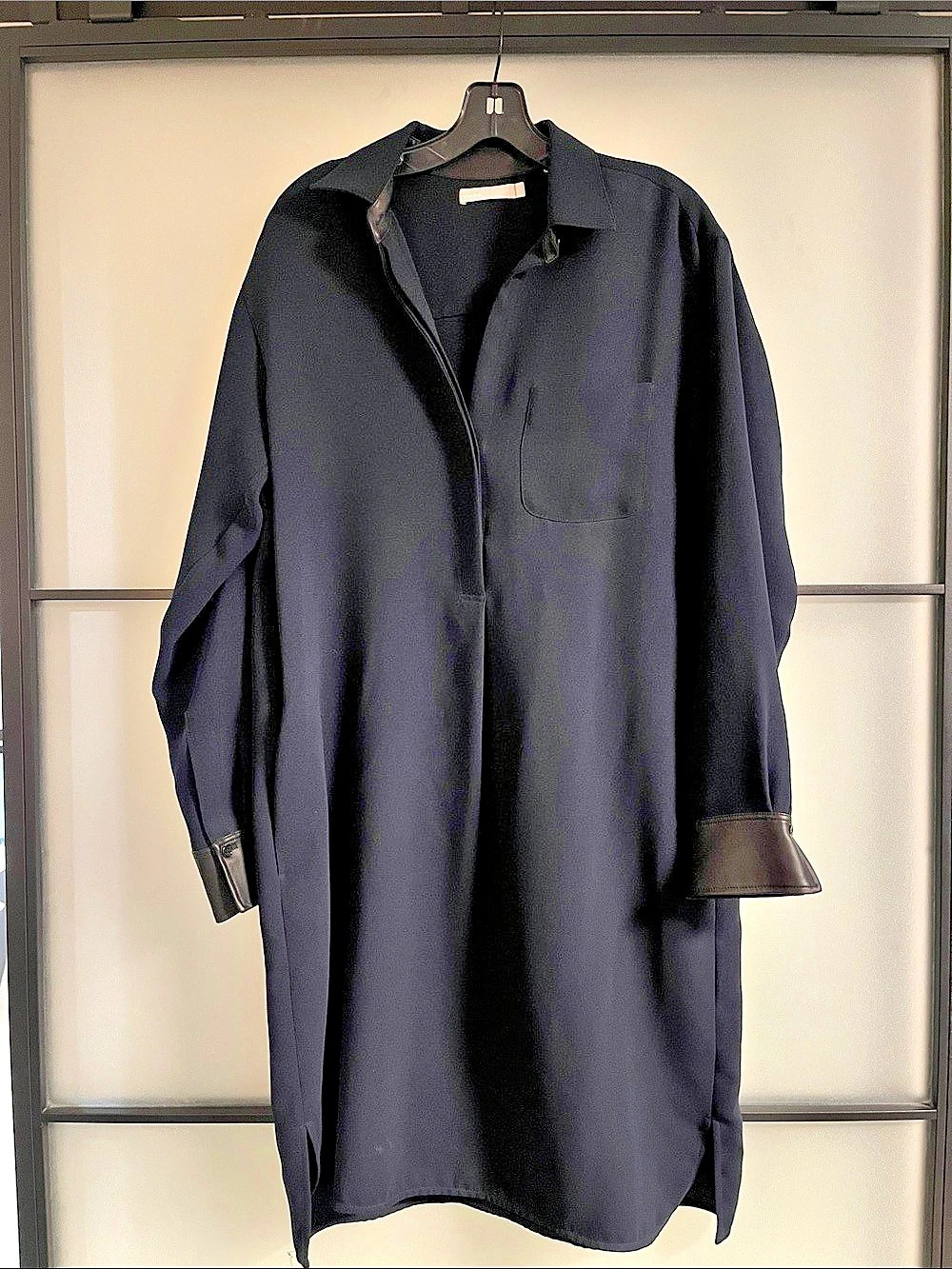 Vince Longline Button-Down Shirt Dress in Navy Large